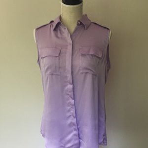 Lavender button up polyester top